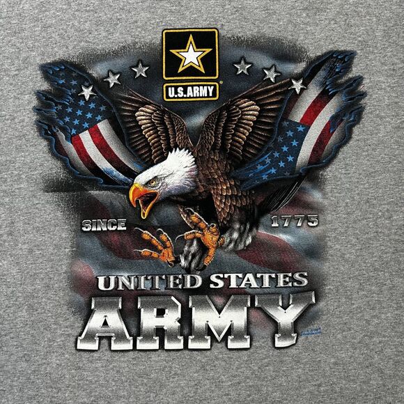 United States Army Military Eagle Flag T Shirt Size 2XL Gray by Delta Graphic T - Picture 2 of 10